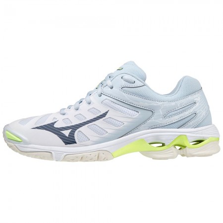 MIZUNO WAVE VOLTAGE White/Vintage Indigo/Neo Lime